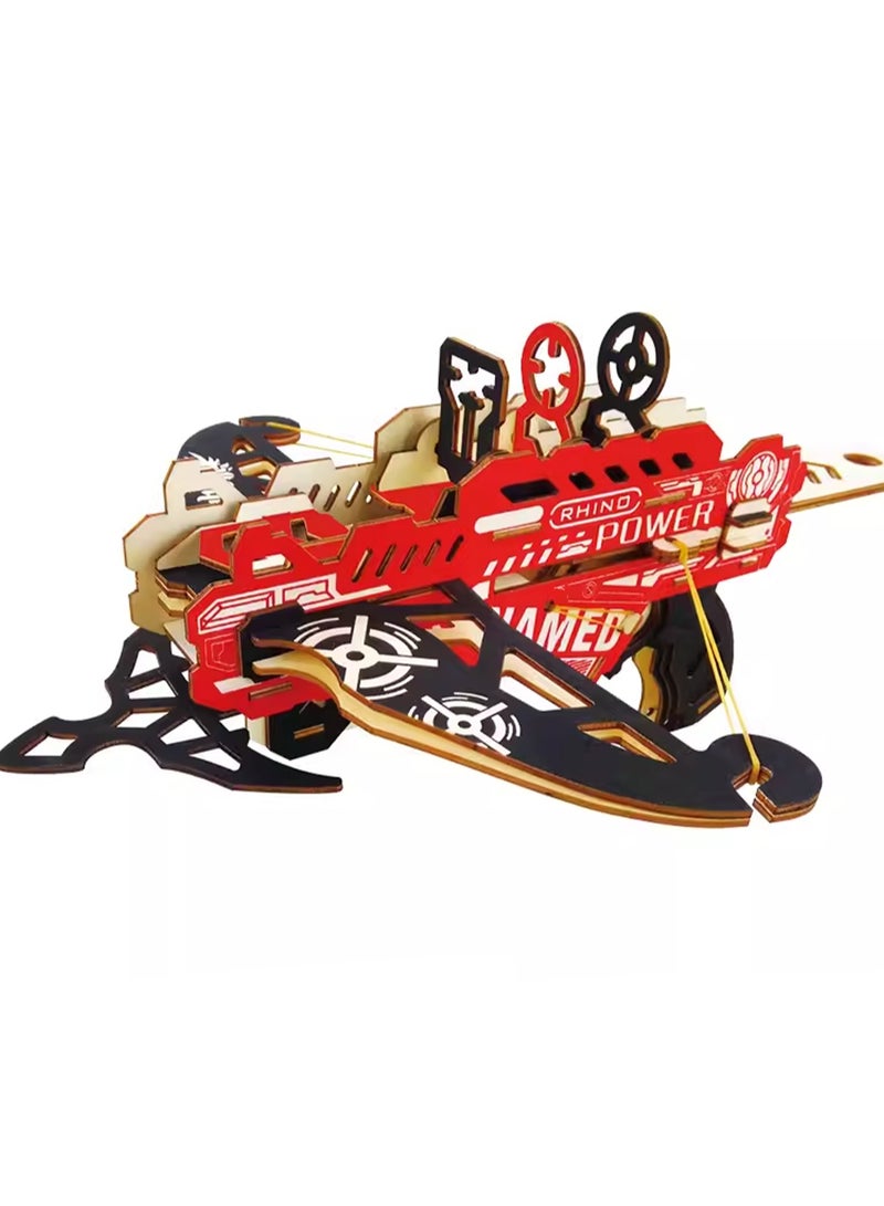 Children's 3D Wooden Model Puzzle Military Building Block Assembly Toys(Wind Flame Gun 52Pcs) - Image 1